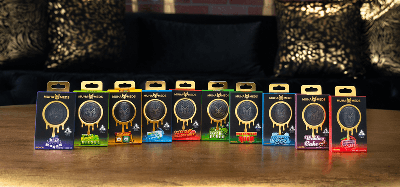 Close up of Muha Meds 100 pack verification scratch off codes for authenticity